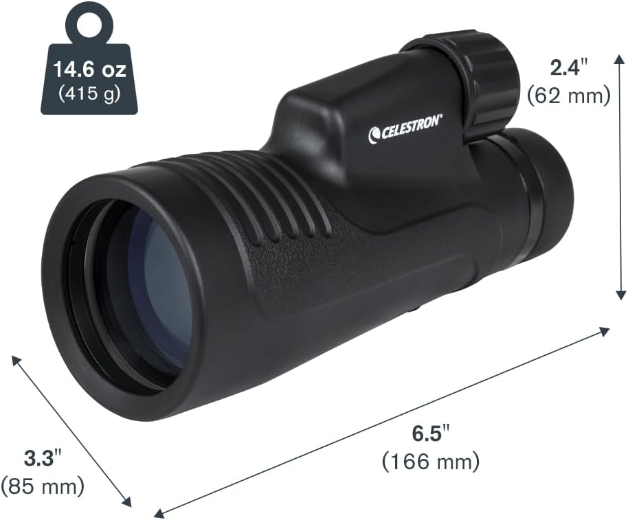 Celestron 72370 Outland X 10x50 Waterproof Monocular with Smartphone Adapter, Bluetooth Remote, Eyep