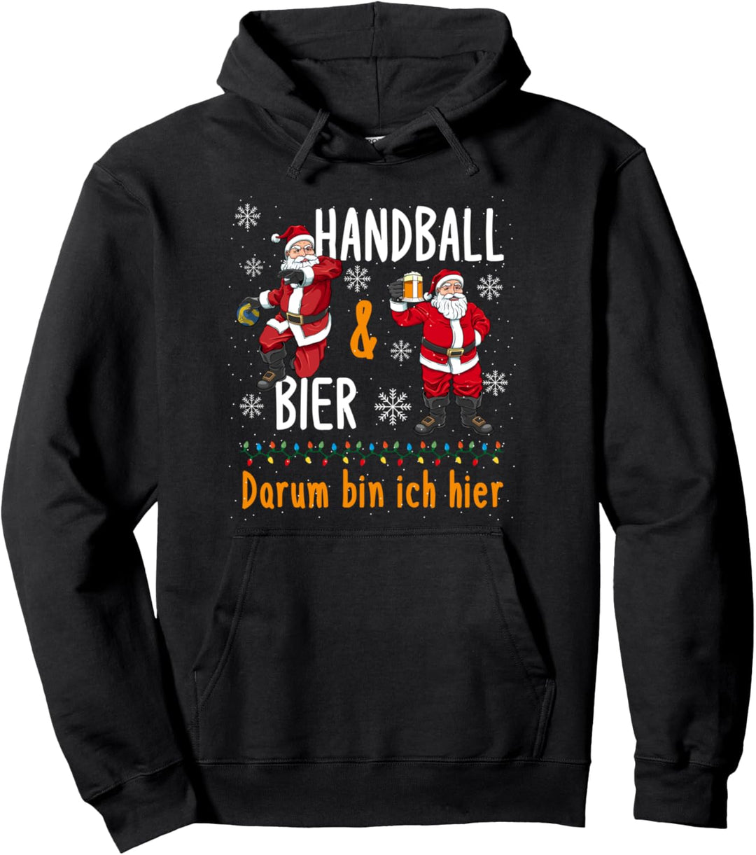 Handball Und Bier Weihnachtsmann Handballer Trainer Pullover Hoodie