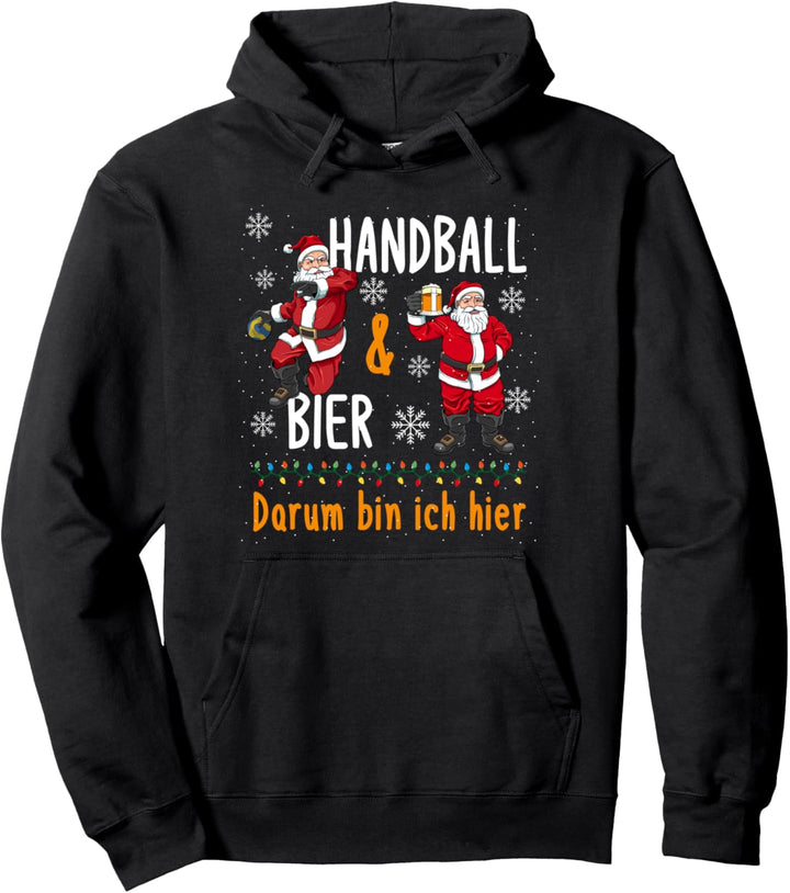 Handball Und Bier Weihnachtsmann Handballer Trainer Pullover Hoodie
