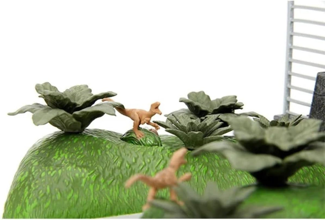Nano Scene Jurassic Park 30th Anniversary Jurassic Gate Diorama w/ Two 4.2 cm Die-Cast Cars, Toys fo