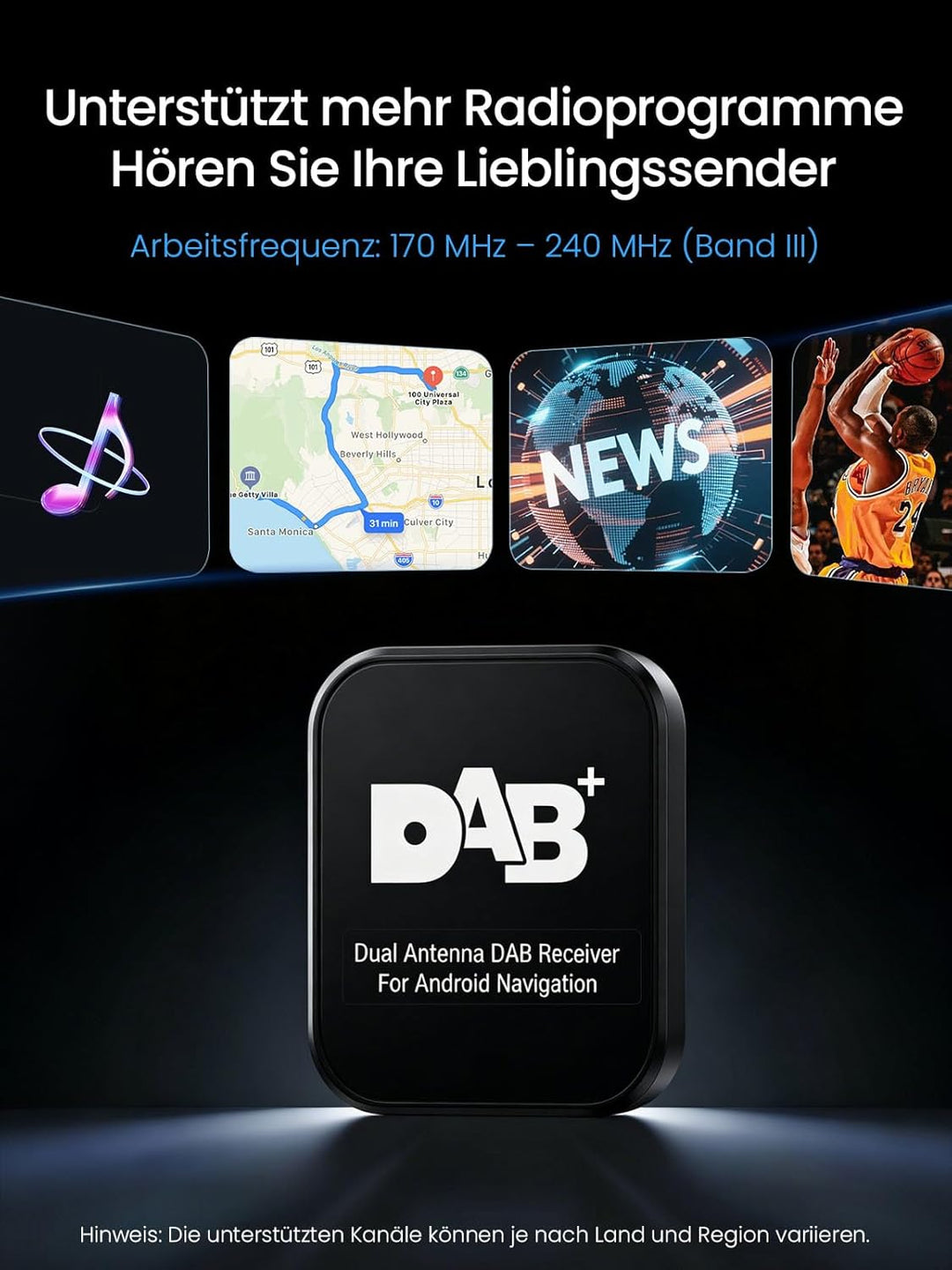 DAB+ Autoadapter mit Antenne für Autoradios mit Android 5.1+, Digitalradio-Antennen-Tuner mit FM-Übe