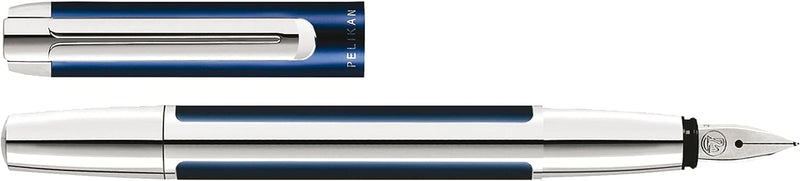 Pelikan 954917 Füllhalter Pura P40, B, blau-silber Blue-Silver 1 Stück (1er Pack) B-Feder, Blue-Silv