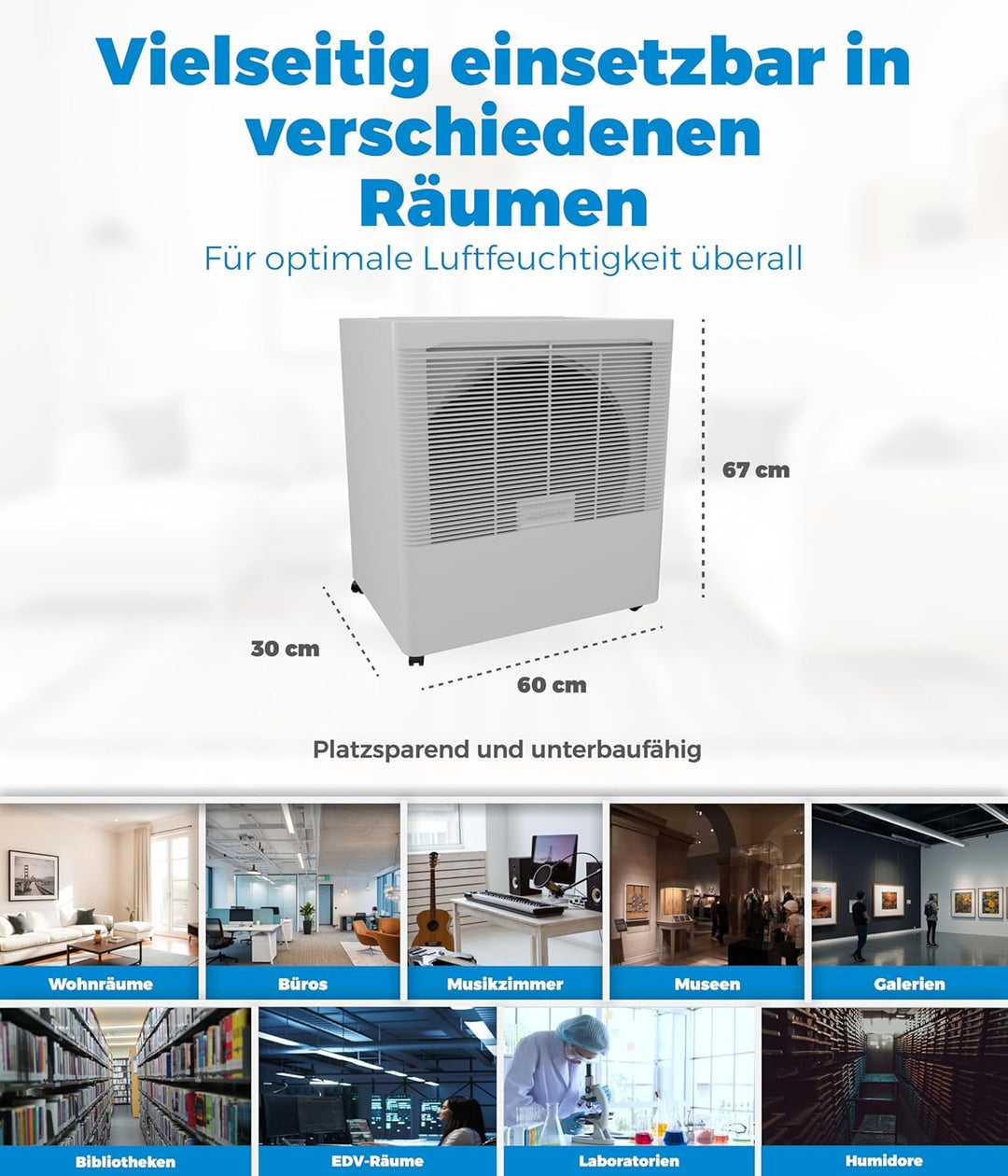 BRUNE Luftbefeuchter B 260 mit automatischer Wasserzufuhr & WLAN/Wifi-Modul (App-Steuerung). Scheibe
