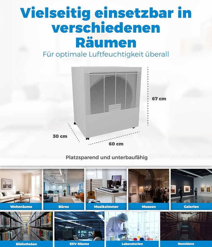 BRUNE Luftbefeuchter B 260 mit automatischer Wasserzufuhr & WLAN/Wifi-Modul (App-Steuerung). Scheibe