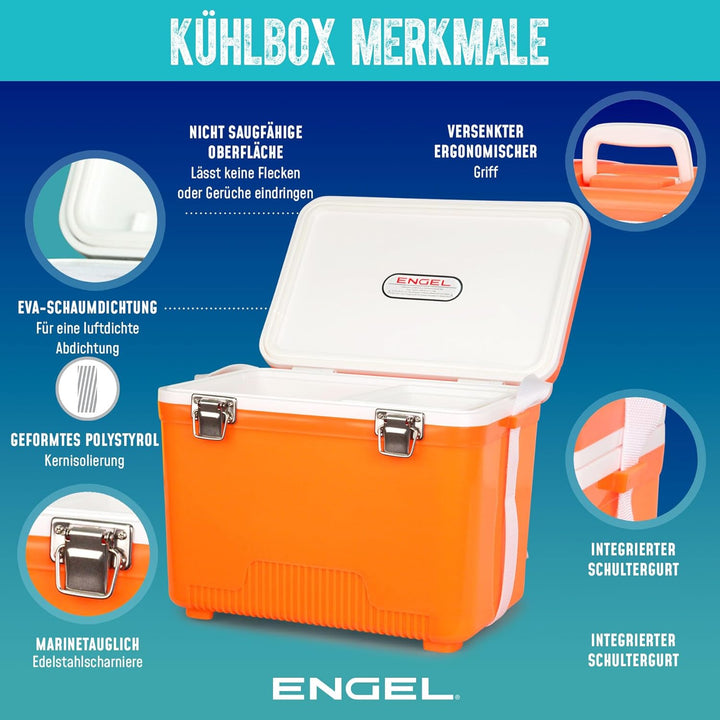 ENGEL Kühlbox 13qt (12,3 Liter) Auslaufsicher, Luftdicht, Tragbare Kühlbox für Camping, Angeln, Wand