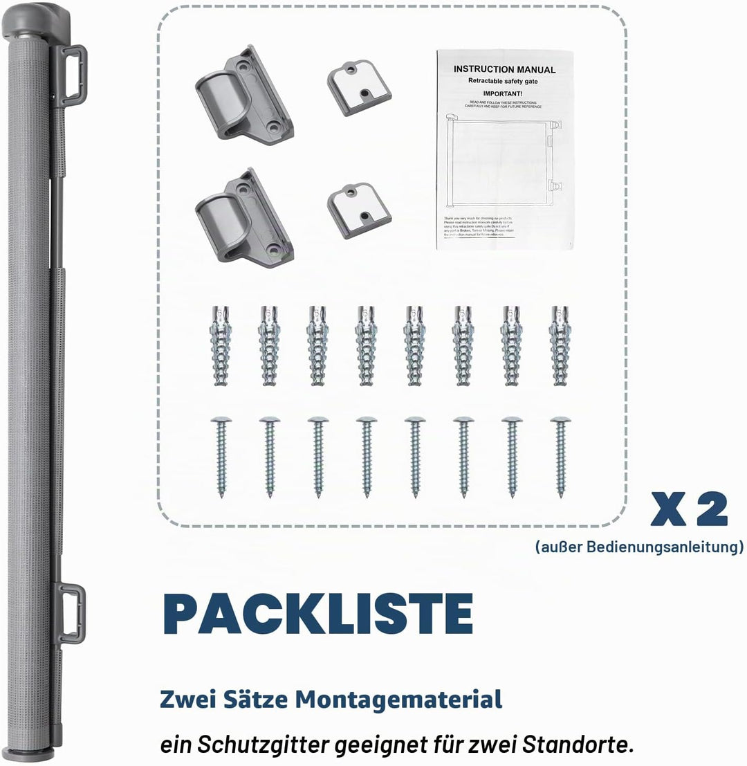HollyHOME Treppenschutzgitter Ausziehbar 0-180cm, Extra Breit Babygitter, Einhandbedienung, Türschut