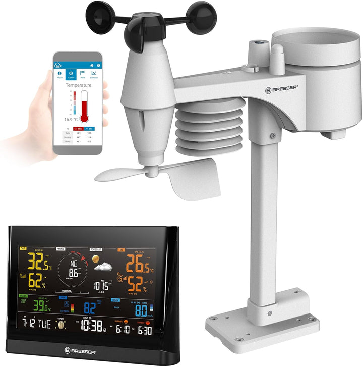 Bresser 7-in-1 Multi Funk Sensor für Comfort Wetter-Center 7003300 Ersatz-Aussensensor, weiss Ersatz