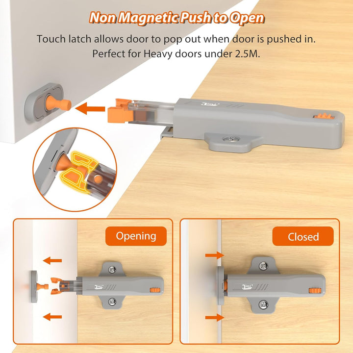 Jiayi Drucktüröffner Push to Open, 6 Stück Heavy Duty Push Open Türöffner für Schrank 40 N Feder Sch