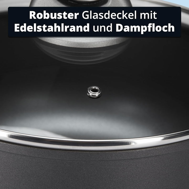 KHG Topf- und Pfannenset 5-teilig Induktion Antihaftbeschichtung Spülmaschinengeeignet - geschmiedet