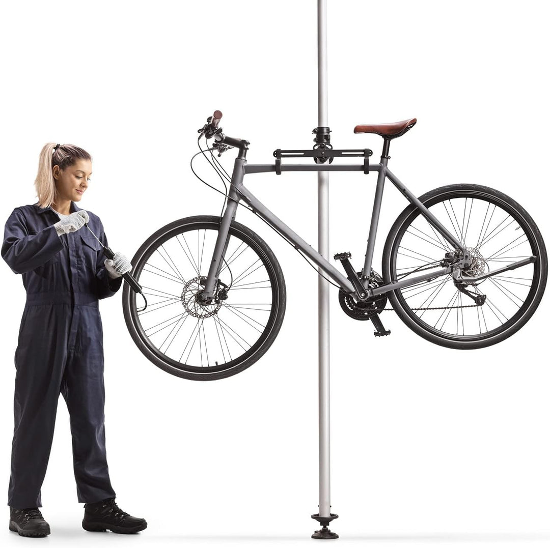 Wiltec Teleskop Fahrradhalter für 2 Räder je 20kg 160-340cm, Fahrradständer platzsparend, Hängesyste