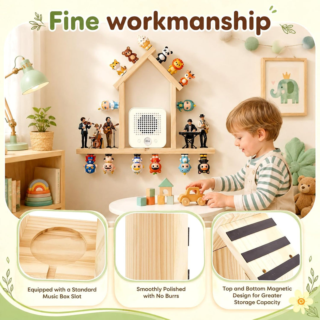 Magnetisches Toniebox Regal Kompatibel mit to-niesbox 1 und to-niesbox 2, Holz Tonie Regal, Wandrega