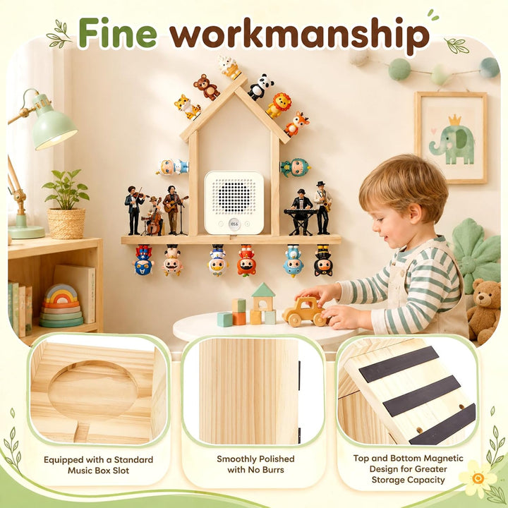 Magnetisches Toniebox Regal Kompatibel mit to-niesbox 1 und to-niesbox 2, Holz Tonie Regal, Wandrega