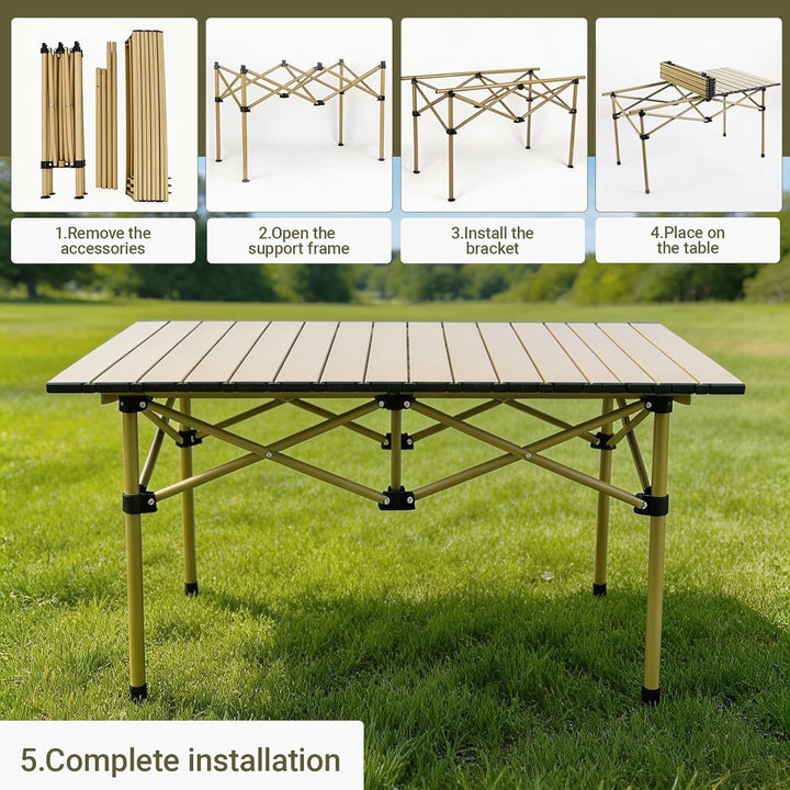 Faltbar Campingtisch klappbar, 95x56x50cm Aufrollbare Tischplatte, Camping Falttisch Tragbar Kohlens