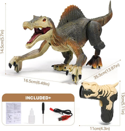 FRUSE Fernbedienung Dinosaurier Spielzeug,Dino Ferngesteuert mit Licht Verfolgung,Sprühnebel,Wiedera