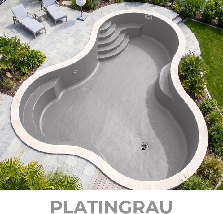 Fonteino 2K Schwimmbadfarbe Poolfarbe Betonbecken Schwimmbeckenfarbe Platingrau - 2,5Kg 2.5 kg (1er