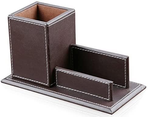 KINGFOM Büro Zubehör Set Braun, 5Pcs PU Leder Schreibtisch Set mit Schreibtisch Organizer, Kosmetikt
