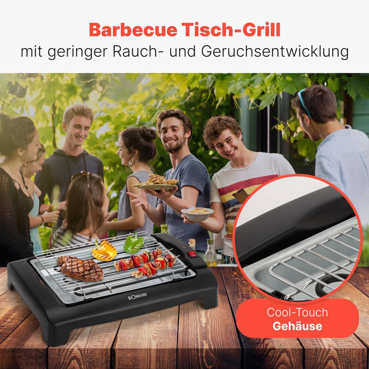Bomann Elektrogrill 1240 CB N, Barbecue-Tischgrill, Indoor-Outdoor BBQ-Grill, klein, elektrischer Ti