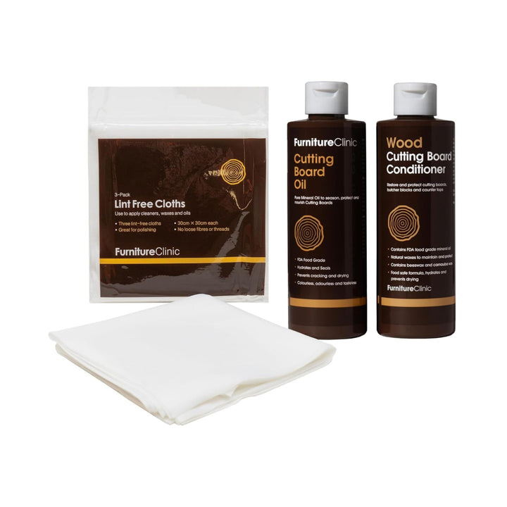 Furniture Clinic -Schneidebrett-Pflegeset, zum Reinigen, Pflegen und Schützen - Enthält: 250 ml Schn