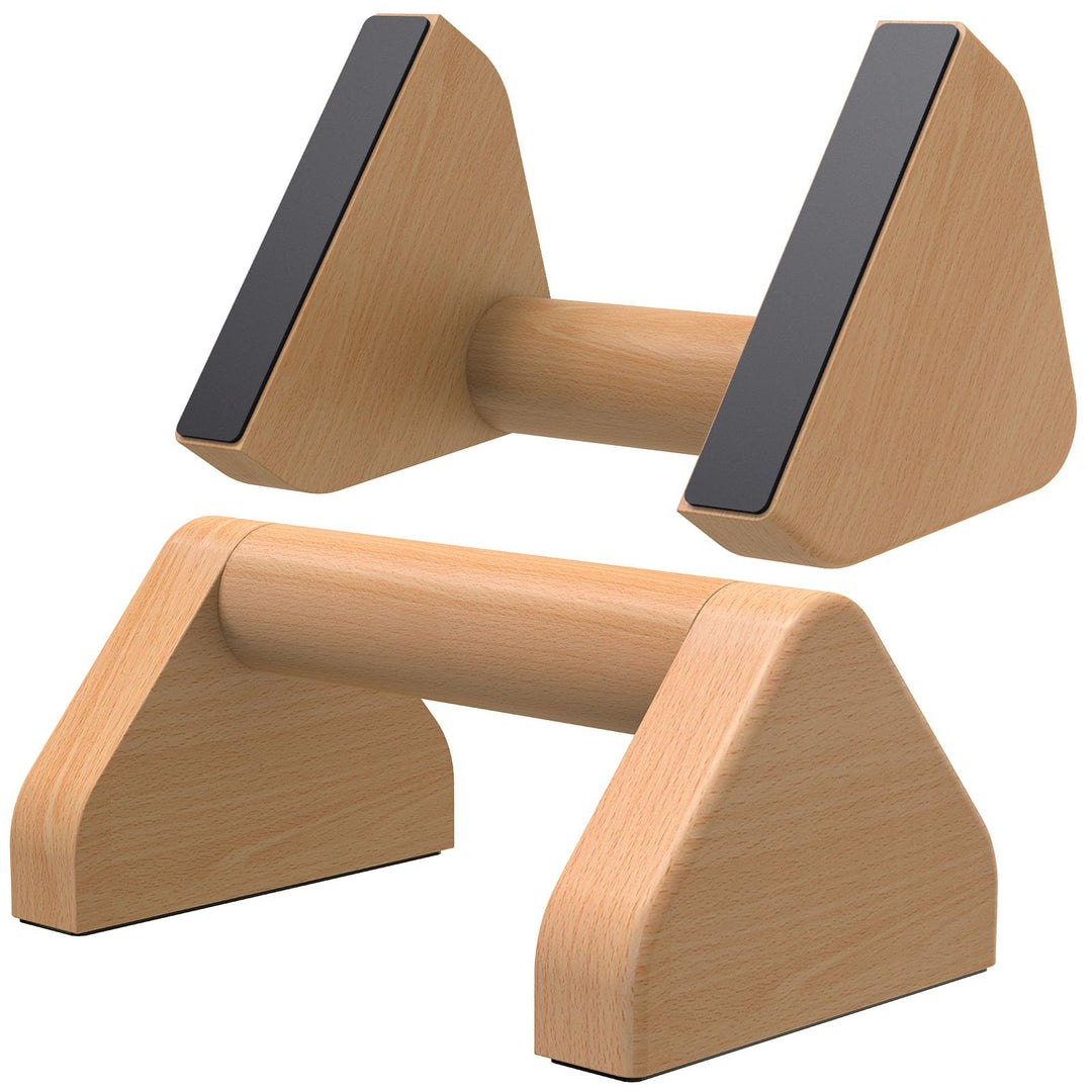 Kipika Push-up-Stangen aus Vollholz – 4-Zoll-Push-up-Griffe aus Buchenholz für den Boden, rutschfest
