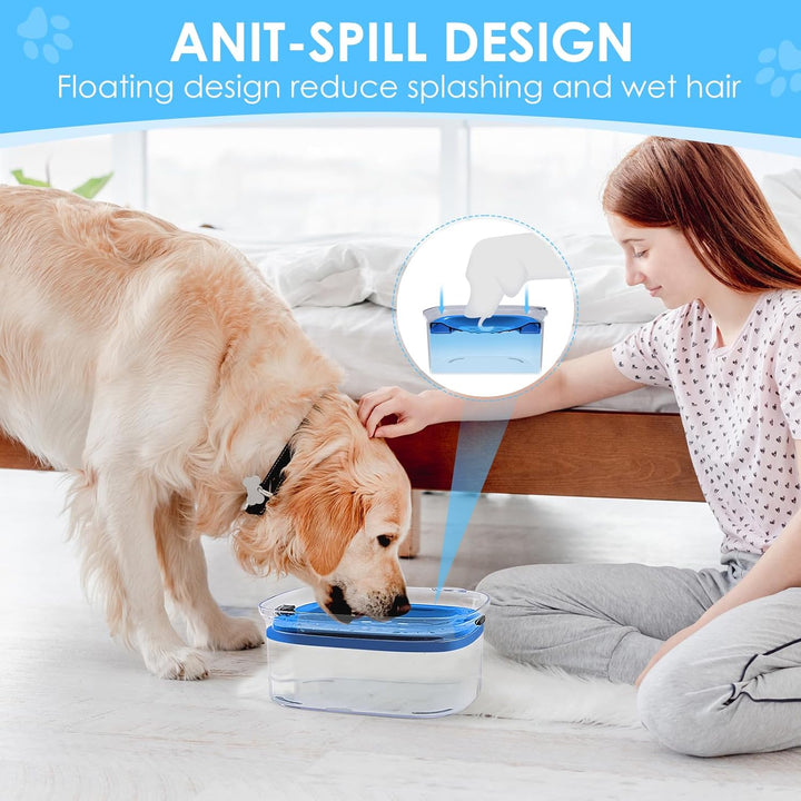 Heouvo Hunde Wassernapf ohne Verschütten, Knapp 2.5L Grosser Auslaufsicherer Hundenapf, Anti-Spritz