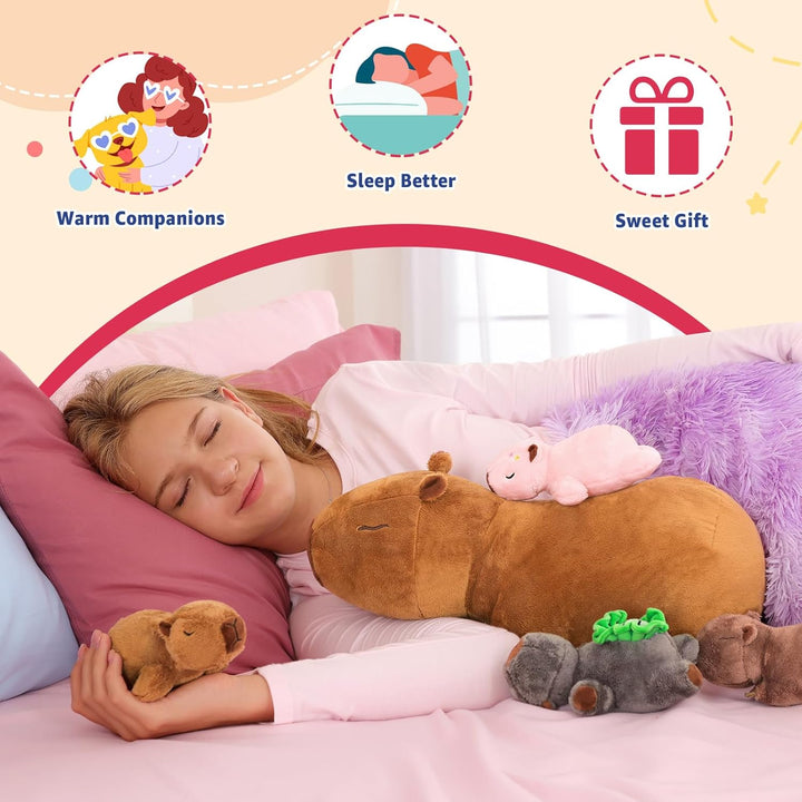 shownicer Plüschtier Capybara Kuscheltier 5 Stück Stofftier Kawaii Capybara Plüsch Kissen Spielzeug