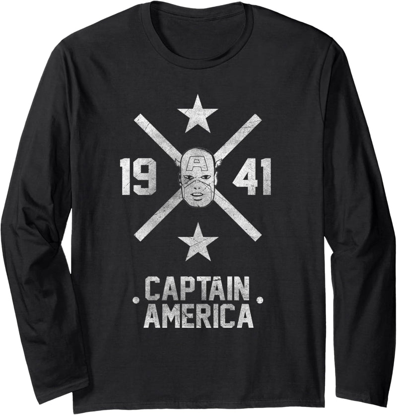 Marvel Captain America 1941 Cross Portrait Langarmshirt