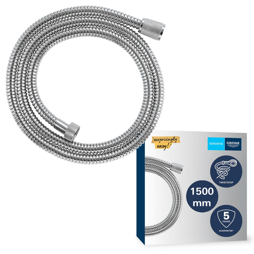 GROHE Vitalioflex - Metallbrauseschlauch (1500 mm, verstärkte Ausführung, knickfest, hitzebeständig)