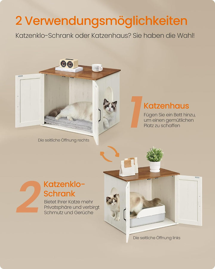 Feandrea Katzenhaus, Katzenklo-Schrank, versteckte Katzentoilette, Beistelltisch, für Haustiere im I