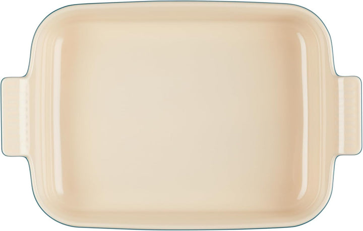 Le Creuset Rechteckige Auflaufform Tradition aus Steinzeug, 32 cm, 2.31 kg, Deep Teal, 7110232642000