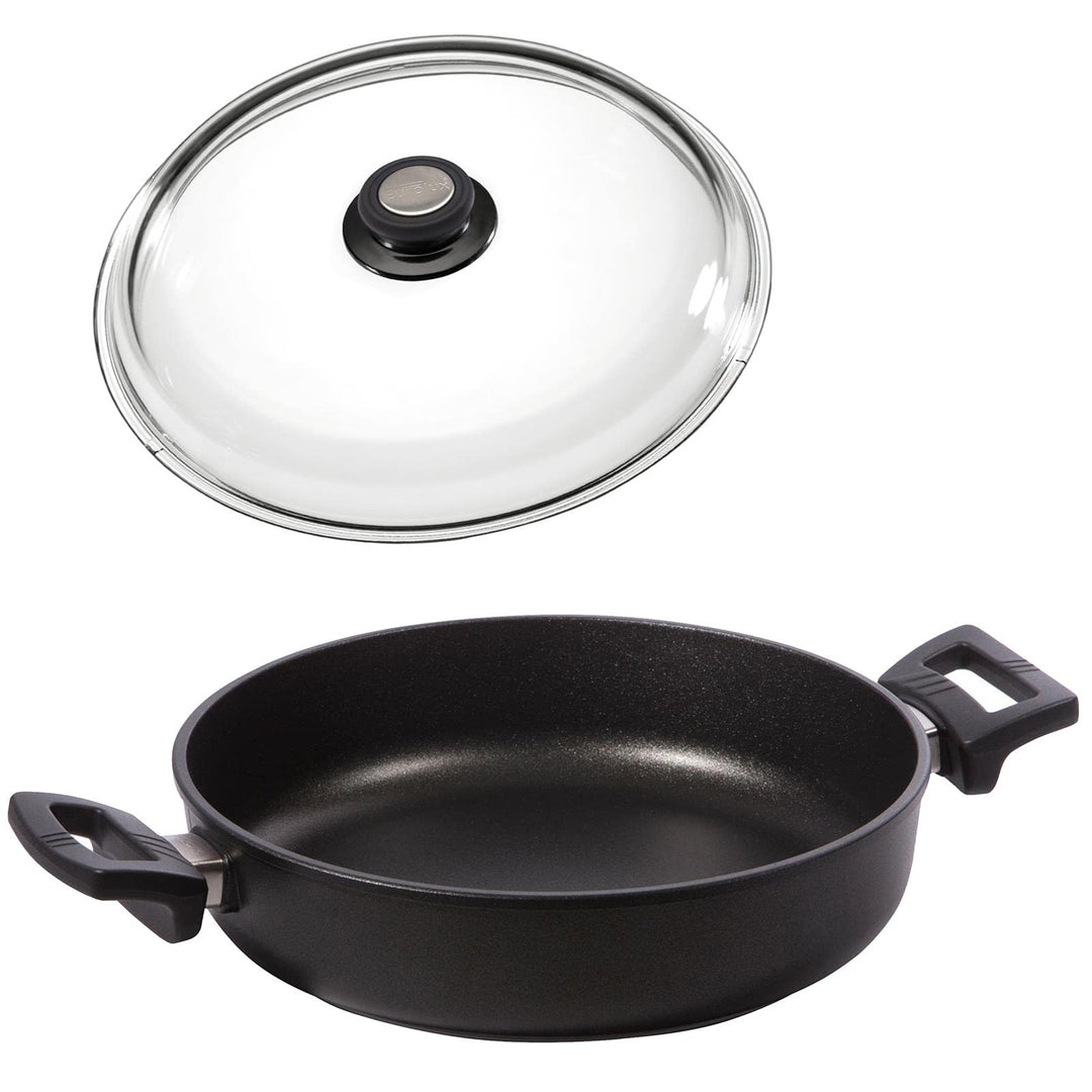 Eurloux Guss-Kasserolle Induktion Set & Deckel Ø24 cm - Universal Bratenkasserolle 3 Liter mit Besch