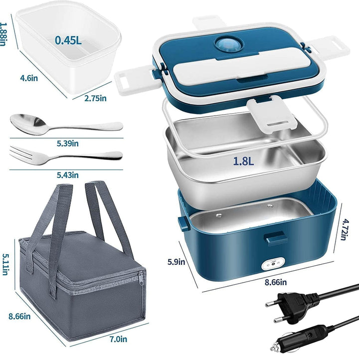 100W Elektrische Lunchbox 1,8L 3-in-1 12V/24V/220V Beheizte Lunchbox Tragbare für Auto/LKW/Büro/Haus