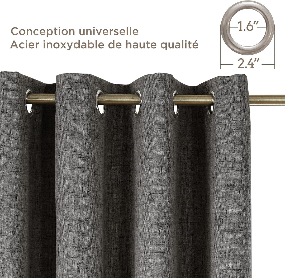 CUCRAF Leinenoptik 100% Blickdicht Vorhänge mit Ösen Wärmeisolierte Schlafzimmer Vorhänge mit Beschi