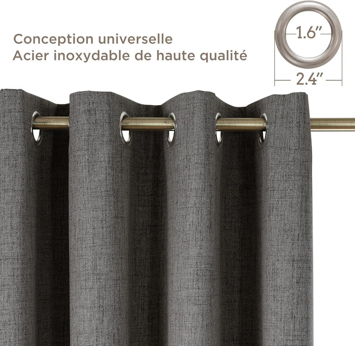 CUCRAF Leinenoptik 100% Blickdicht Vorhänge mit Ösen Wärmeisolierte Schlafzimmer Vorhänge mit Beschi