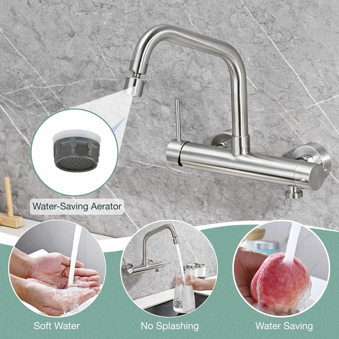 BuntHaus Wasserhahn Küche Wandmontage mit 3/4 zoll Anschluss für Geschirrspüler/Waschmaschine, Edels