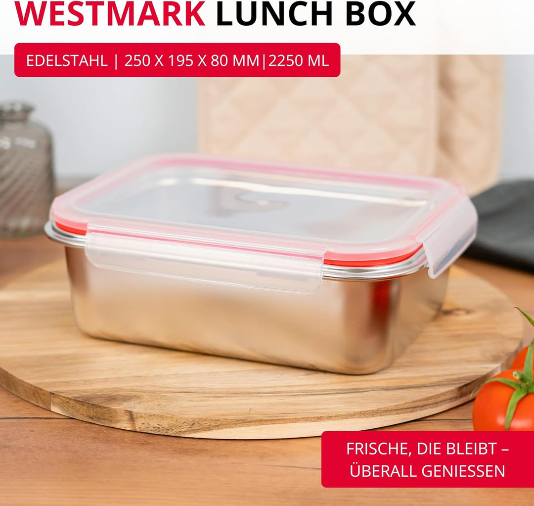 Westmark Edelstahl Lunchbox – Auslaufsichere Brotdose – Mikrowellen- & Ofenfest, BPA-frei – Bento Bo