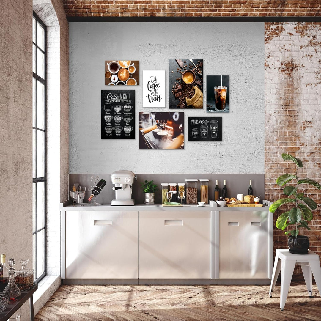 Novart Wandbilder Kaffee Coffee - KOMPLETT AUFHÄNGFERTIG - Küche Esszimmer Küchenbilder- 7 Moderne M