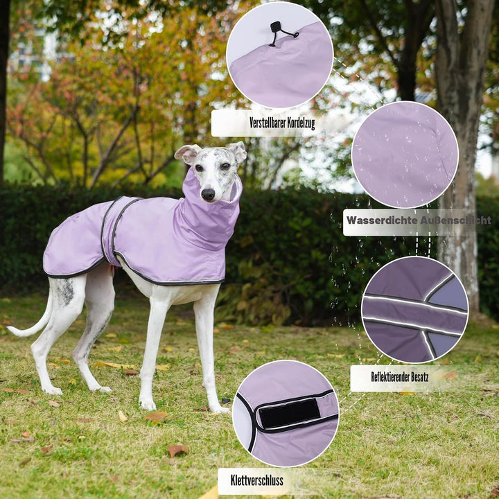 Geyecete Windhund Leicht Hundejacke Regenjacke, Hunderegenmantel Wasserdicht Verstellbar Windhundeja