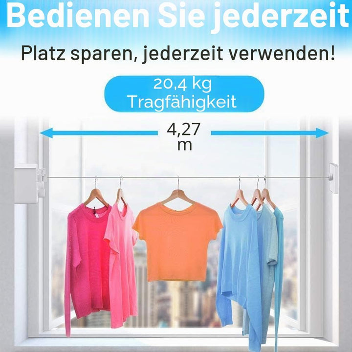 JOOM Ausziehbare Wäscheleine für den Innenbereich, doppelte Wäscheleinen, einziehbar, strapazierfähi