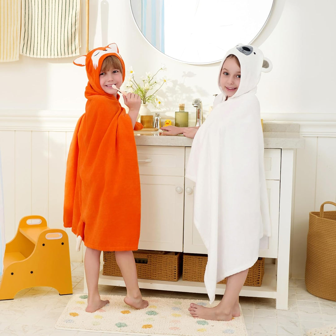 Joiedomi Fuchs-Badeponcho Kinder Kapuzenhandtuch für Kinder–aus 100% Baumwolle –Badetuch für Kinder