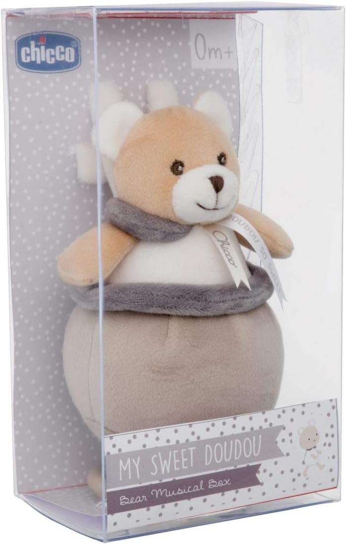 Chicco My Sweet Doudou Spieluhr Bärchen, aus weichem Velours zum Befestigen an der Wiege, mit Schlaf