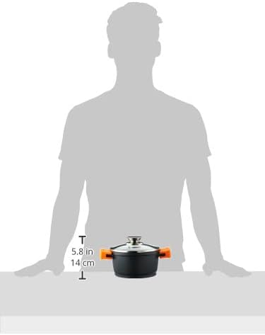 WECOOK! Ecochef Titan Hoher Kochtopf 16 cm Induktion mit Glasdeckel, Antihaftbeschichtung QUANTANIUM