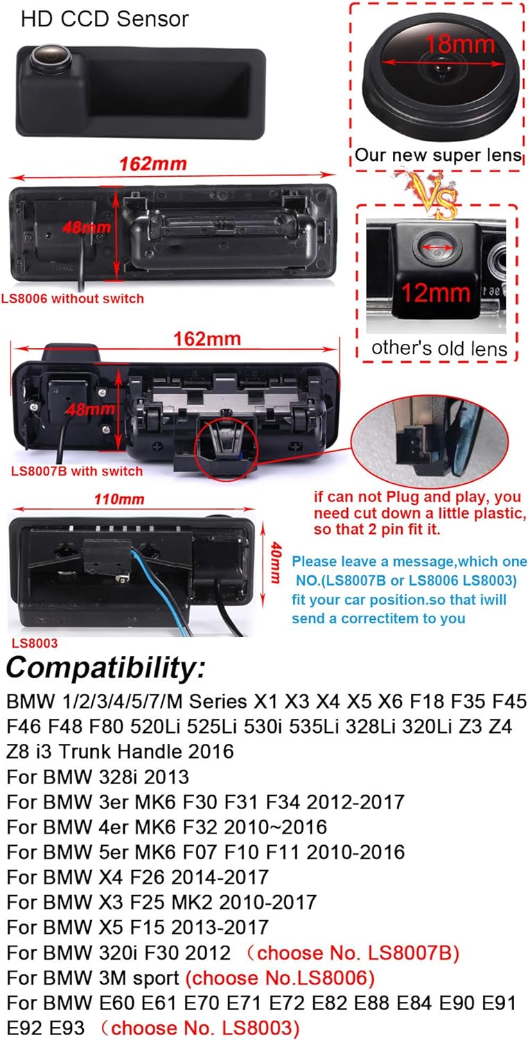 Dynavsal Griffleiste Auto Rückfahrkamera 1280*720 Pixel 1000TV Linien Super Pro Objektiv Wasserdicht