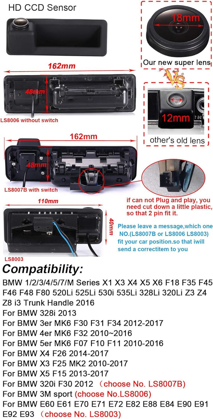 Dynavsal Griffleiste Auto Rückfahrkamera 1280*720 Pixel 1000TV Linien Super Pro Objektiv Wasserdicht