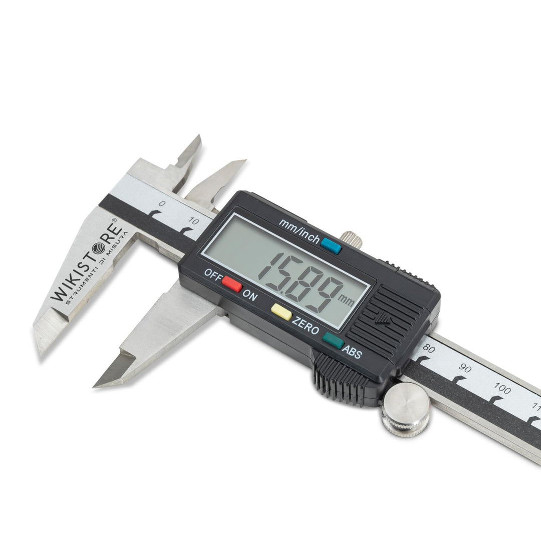 WIKISTORE DIGITAL TASCHEN MESSSCHIEBER 150 mm mit 4 Funktionen, analoger Bremssattel mit 40 mm Backe