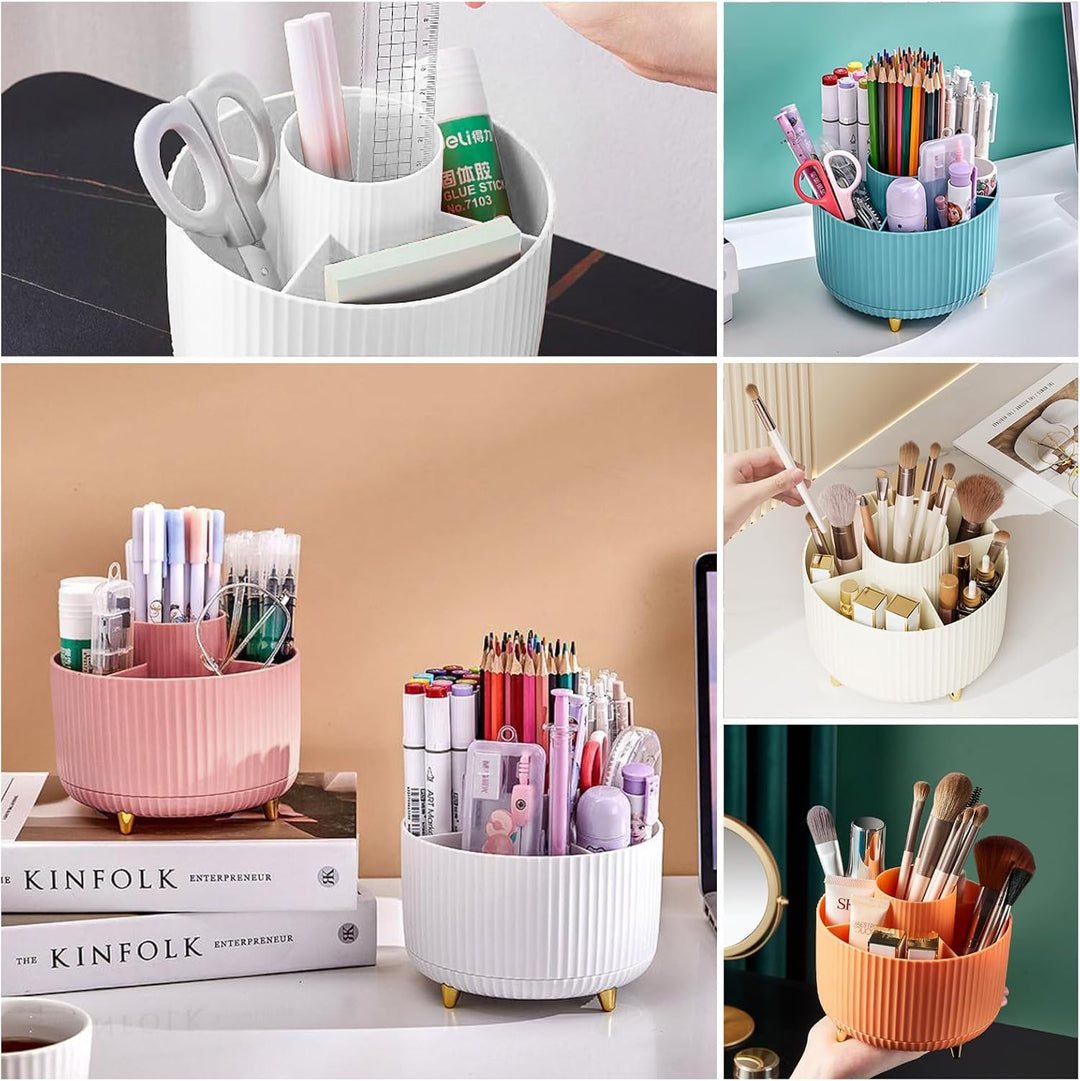 DASITON Make up Kosmetik Organizer mit 5 Fächern,360° Drehbarer Pinsel Organizer,Grosser Kapazität S