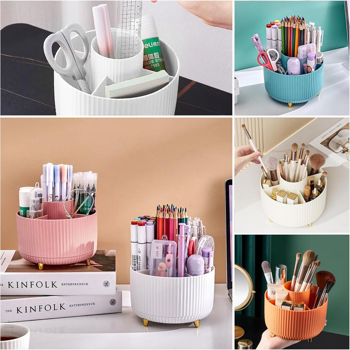 DASITON Make up Kosmetik Organizer mit 5 Fächern,360° Drehbarer Pinsel Organizer,Grosser Kapazität S