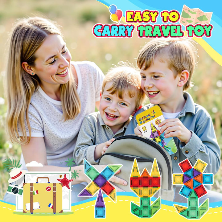 iKidiki Magnetische Bausteine Reiseset-43 Teile, Reisespiele Kinder ab 3 4 5 6 Jahre Spielzeug ab 3-