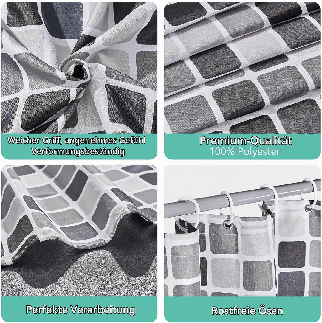 GERUIKE Extra Breit Duschvorhang 240x200 mit Gewicht Unten, Wasserdicht &amp; Anti-Schimmel Polyester-St