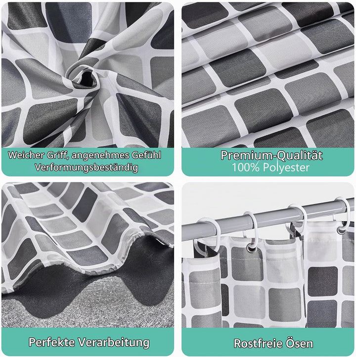 GERUIKE Extra Breit Duschvorhang 240x200 mit Gewicht Unten, Wasserdicht &amp; Anti-Schimmel Polyester-St