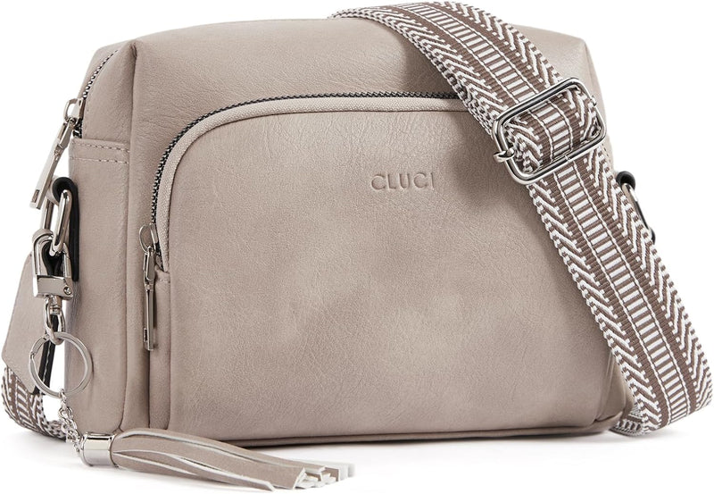 CLUCI Umhängetasche Damen, Crossbody Bag Breiter Gurt, Handy PU Leder, Handtasche , Schultertasche K